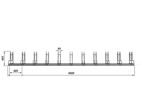 L-MODEL Fietsenrek 11 Fietsen GEGALVANISEERD GRAFIET