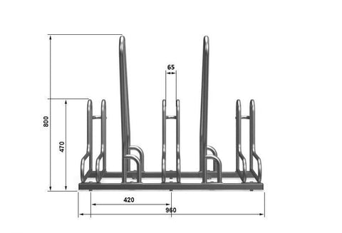 L-MODEL BARRIERE Fietsenrek 3 Fietsen RVS