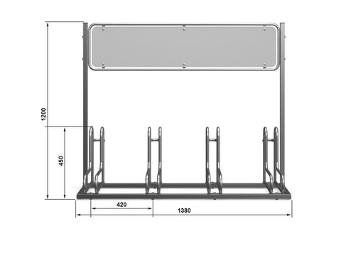 L-MODEL Fietsenrek 4 Fietsen RVS MET RECLAMEBORD
