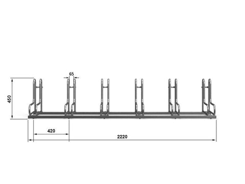 L-MODEL Fietsenrek 6 Fietsen GEGALVANISEERD STAAL
