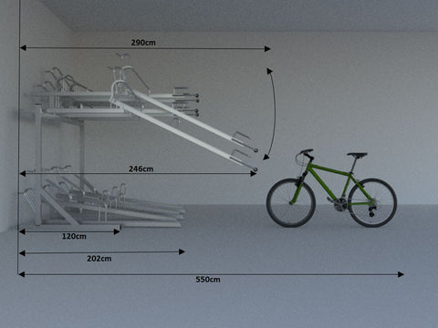 Fietsenrek met twee niveaus