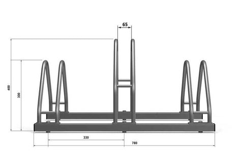 A-MODEL 2H Fietsenrek 3 Fietsen GEGALVANISEERD ZWART