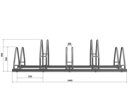 A-MODEL 2H Fietsenrek 5 Fietsen GEGALVANISEERD GRAFIET