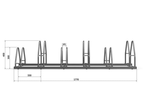 A-MODEL 2H Fietsenrek 6 Fietsen GEGALVANISEERD ZWART