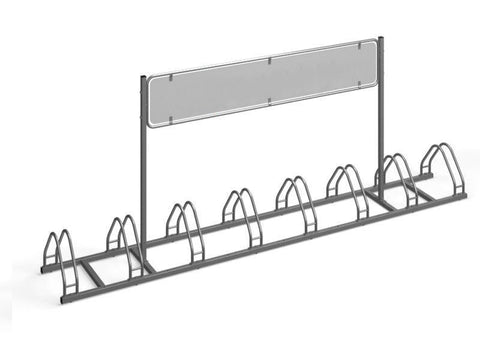 A-MODEL Fietsenrek 8 Fietsen GEGALVANISEERD GRAFIET MET RECLAMEBORD