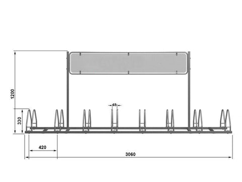 A-MODEL Fietsenrek 8 Fietsen GEGALVANISEERD STAAL MET RECLAMEBORD