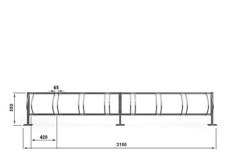 C-MODEL Grondfietsenrek 8 Fietsen GEGALVANISEERD ZWART