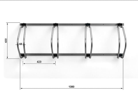 C-MODEL Wandfietsenrek 4 Fietsen GEGALVANISEERD GRAFIET