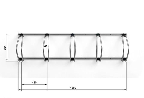 C-MODEL Wandfietsenrek 5 Fietsen RVS