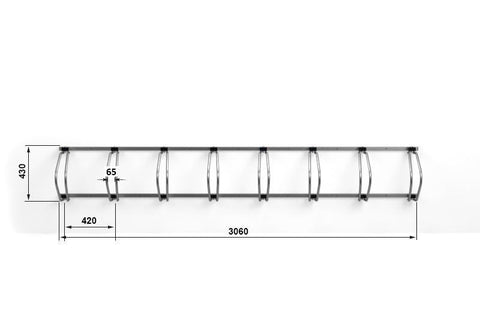 C-MODEL Wandfietsenrek 8 Fietsen GEGALVANISEERD ZWART