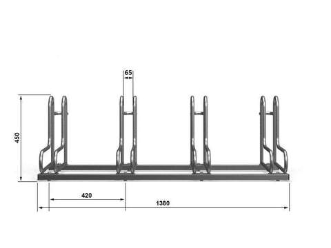 L-MODEL Fietsenrek 4 Fietsen RVS