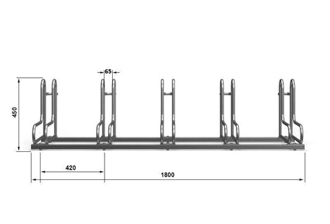 L-MODEL Fietsenrek 5 Fietsen RVS