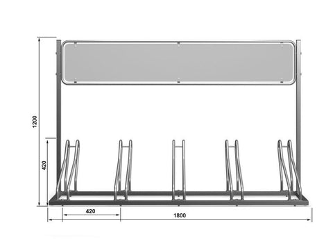 J-MODEL Fietsenrek 5 Fietsen RVS MET RECLAMEBORD