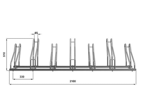 J-MODEL 2H Fietsenrek 7 Fietsen GEGALVANISEERD KLEUR ZWART