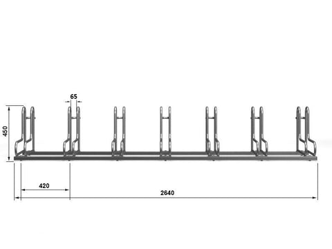 L-MODEL Fietsenrek 7 Fietsen GEGALVANISEERD GRAFIET