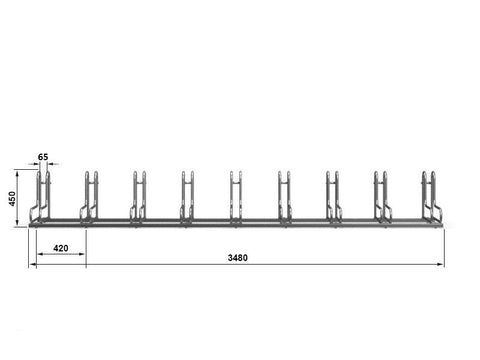 L-MODEL Fietsenrek 9 Fietsen GEGALVANISEERD GRAFIET