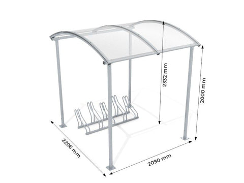 Fietsoverkapping 5 fietsen 210 cm RVS voor betonneren