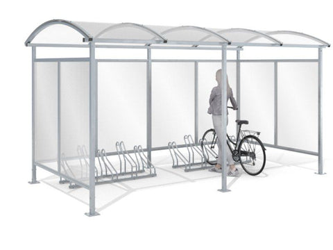 Fietsoverkapping beschut 10 fietsen 420 cm RVS voor betonneren