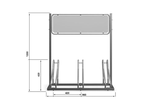 J-MODEL Fietsenrek 3 Fietsen RVS MET RECLAMEBORD