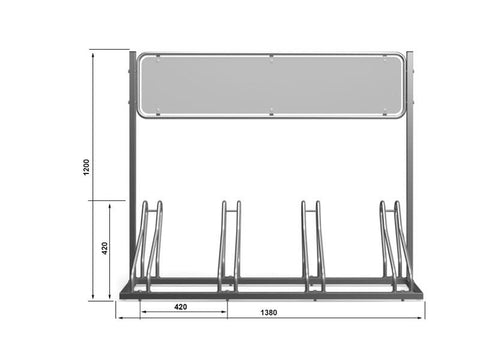 J-MODEL Fietsenrek 4 Fietsen RVS MET RECLAMEBORD