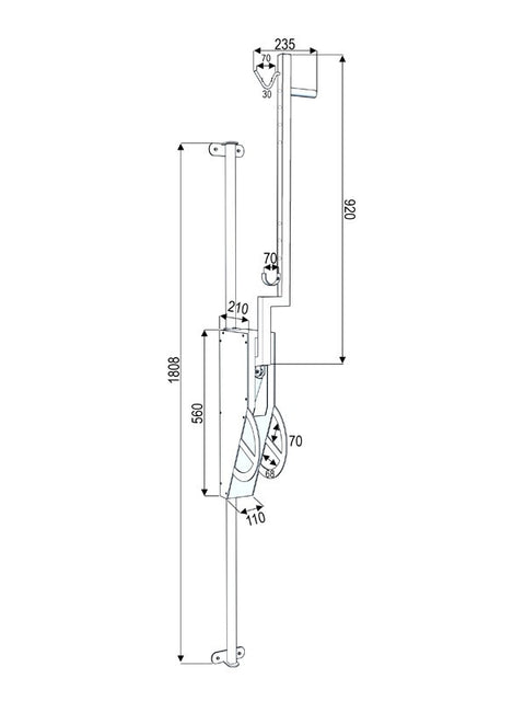 Fiets ophangsysteem 1 fiets met aandrijving 800N GASACTUATOR