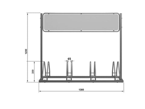 A-MODEL Fietsenrek 4 Fietsen RVS MET RECLAMEBORD